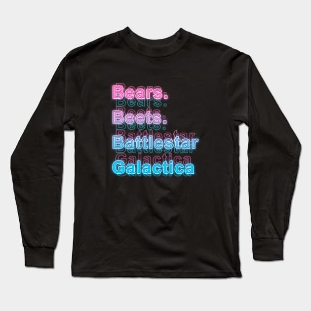 Bears. Beets. Battlestar Galactica Long Sleeve T-Shirt by Sanzida Design